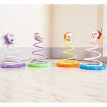 Gold Be Spiral Yaylı Hareketli Kedi Oyuncağı – Renkli Zıplayan Fare Figürlü Oyun Aparatı