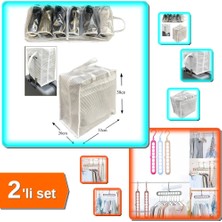 Hereveoyuncak Sihirbaz Askı + Çizgili Shoe Tote 2li Set - Pratik Depolama Çözümü P9L2RM