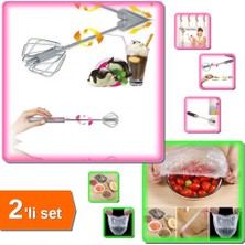 Hereveoyuncak Hızlı Bas Çek Mikser + Esnek Tencere Tabak Kapakları 100 Adet 2li Set M3B8V1