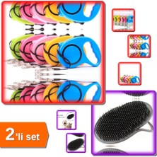 Hereveoyuncak Köpek Yıkama Fırçası + Otomatik Makaralı Köpek Tassması 5 Metre - 2li Set V8N9X5