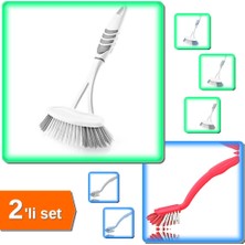 Hereveoyuncak Softon Lavabo ve Küvet Temizleme Fırçası + Lüks Lavabo ve Bulaşık Fırçası 23 cm - 2li Set A3K0D9