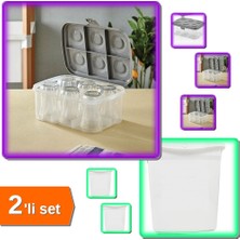 Hereveoyuncak Bardak Taşıma Kutusu Şeffaf 6 Bardak Kapasiteli + 6 Lt Kedi Köpek Mama Saklama Kabı - 2li Set X2H6C8