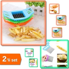 Hereveoyuncak Patates Dilimleyici Pratik + Chips Chopper Şekilli Meyve Dilimleyici - 2li Set DEF123