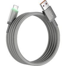 Wiwu WI-C082 Maglink Seri LED Göstergeli Usb-A To Type-C Data ve Şarj Kablosu 60W 1m Gri