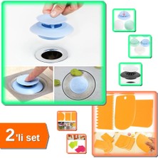 Hereveoyuncak Pasta Kek Hamur Şekillendirici Kazıyıcı + Lavabo Küvet Banyo Filtre 2li Set - V7L9DS