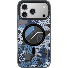 iPhone 17 Pro Uyumlu Kılıf M-Safe Şarj Özellikli Youngkit Camouflage Sykell Serisi Kapak Mavi