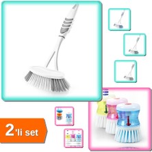 Hereveoyuncak Softon Lavabo ve Küvet Temizlik Fırçası + Deterjan Hazneli Bulaşık Fırçası - 2li Set A7A7D0