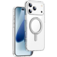 iPhone 17 Pro Max Kılıf M-Safeli Wiwu MCC-201 Ishield Ultra Seri Standlı Crystal Sert Pc Kapak Şeffa