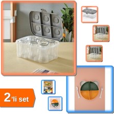 Hereveoyuncak 6 Bardak Taşıma Kapasiteli Şeffaf Kutu + 4 Bölmeli Çocuklar Için Eğlenceli Mama Tabağı - 2li Set S7M