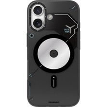 iPhone 17 Uyumlu Kılıf M-Safe Şarj Özellikli Disk Desenli Youngkit Disc Battle Kapak Siyah