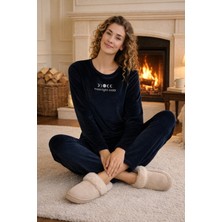 Remsa Kadın Kadife Kumaş Pijama Takımı 13165-2538 LACIVERT01