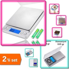 Hereveoyuncak Kuyumcu Terazisi Profesyonel 2000 Gr/0.1 gr + Hassas Elektronik Cep Terazi 200 Gr/0.01 gr - 2li Set