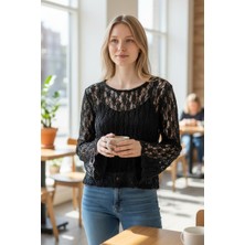 Fyla Boutique Transparan Dantel Bluz