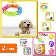 Hereveoyuncak Köpek Oyuncağı Yuvarlak - Diş Temizleyici Oyuncak + Çıngıraklı Evcil Hayvan Oyun Topu - 2li Set E4Y9