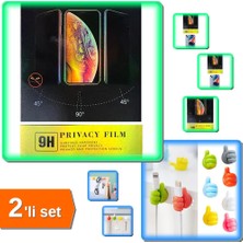 Hereveoyuncak iPhone 14 Plus Hayalet Ekran Koruyucu Kırılmaz Cam + 10 Adet Kablo Sabitleyici Klips - 2li Set N1M5W