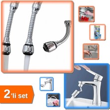 Hereveoyuncak 720 Derece Dönebilen Tasarruflu Musluk Başlığı + Turbo Flex 2 Aşamalı Plastik Esnek Başlık - 2li Set