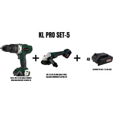 Klpro Set-5 (Şarjlı Darbeli MATKAP+115 mm Şarjlı Avuç Taşlama kömürsüz)