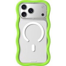 iPhone 17 Pro Max Uyumlu Kılıf M-Safe Şarj Özellikli Youngkit Wave Clear Serisi Kapak Yeşil