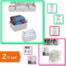 Hereveoyuncak Çekmece Düzenleme Kutu Seti + Ayakkabı Saklama Taşıma Çantası - 4lü Set ABC123