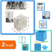 Hereveoyuncak Ayakkabı Saklama Çantası + Çok Amaçlı Dolap Düzenleyici Kutu 2li Set ZX4A9B