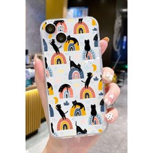 3gen Case Iphone 15 Plus-Iphone 14 Plus Uyumlu Desenli Şeffaf Silikon Kılıf Cat8