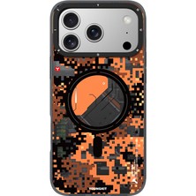 iPhone 17 Pro Max Uyumlu Kılıf M-Safe Şarj Özellikli Youngkit Camouflage Sykell Serisi Kapak Turuncu