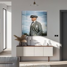 Myphotostation Atatürk Dekoratif Cam Tablo, Uv Baskılı Temperli Cam Duvar Tablosu, Salon Yatak Odası Ofis Duvar Dekoru