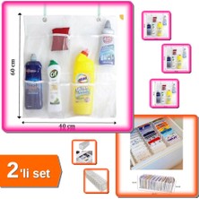 Hereveoyuncak 8 Cepli Askılı File Mutfak Banyo Düzenleyici + 11 Gözlü Akordiyon Çekmece Düzenleyici - 2li Set H1L8