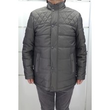 Marco Muratti Fistan Store Erkek Kapitone Desenli Spor Kesim Rahat Kalıp Hakim Yaka Fermuar ve Çıtçıt Kapamalı Büyük Beden Kışlık Mont