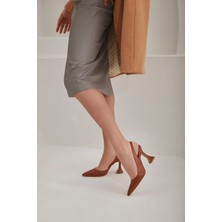 Ayakkabı Prensi Lydian Taba Mat 8 cm Kadın Stiletto, Topuklu Ayakkabı