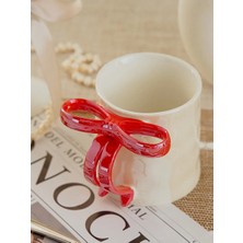 Palto Tasarım Kurdele Kupa (Kırmızı) - Hediye Seramik Kupa