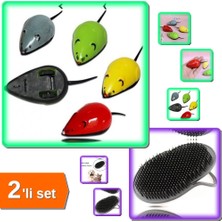 Hereveoyuncak Kedi Oyuncağı Çek Bırak Fare + Pratik Kedi Yıkama Fırçası - 2li Set J8D4N2