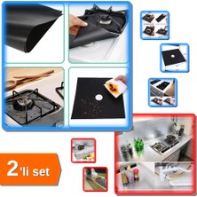 Hereveoyuncak 4 Adet Siyah Ocak Koruyucu Folyo Yanmaz + 2m x 60 cm Alüminyum Folyo Yapışkanlı - 2li Set D2R1T2