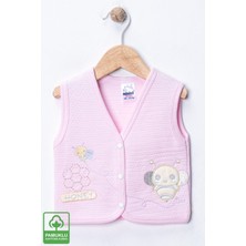Miniel Unisex Bebek Arı Nakışlı Organik Pamuklu 3-6-9 Ay Kapitone Bebek Yelek