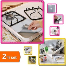 Hereveoyuncak 4 Adet Ocak Koruyucu Alüminyum Ped + 2MX60 cm Alüminyum Yapışkanlı Koruyucu Folyo - 2li Set V5L0K9