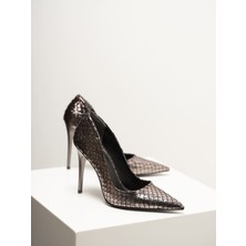 Ayakkabı Prensi Kadın Gümüş Stiletto Bronz Stiletto, Topuklu Ayakkabı