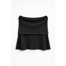 Mixray 7009 Kadın Madonna Yaka Triko Bluz Siyah