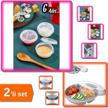 Hereveoyuncak 6 Adet Yelpaze Kapaklı Şeffaf Mini Sosluk + 3 Bölmeli Pratik Kahvaltılık - 2li Set M8C9F6