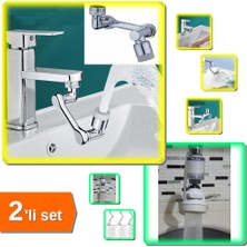 Hereveoyuncak 1080 Derece Dönebilen Robotik Kol Musluk Başlığı + 360 Derece Dönen Filtreli Musluk Başlığı -2li Set