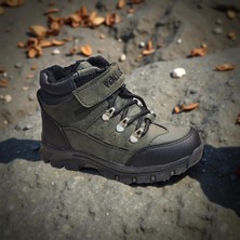 Wor Kışlık Çocuk Botu Cırtlı Fermuarlı Kalın Taban - Haki