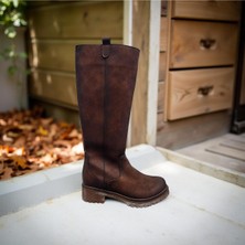 Hakiki Deri Diz Altı Uzun Bot Kalın Traktör Taban Kışlık Çizme