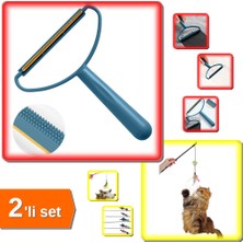 Hereveoyuncak Elbise Temizleme Çift Taraflı Tüy Tiftik Toparlayıcı + Kedi Oltası - Peluş Toplar - 2li Set VTHN9T