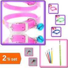 Hereveoyuncak Çıngıraklı Silikon Kedi Tassması + Kedi Tırmalama Fırçası - 2li Set 2MK07S