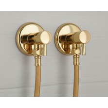 Emfa Aksesuar Gold Taharet Muslukları Altın Renk Hortumlar Dahil 2 Adet Komple Set Takım - Taharet