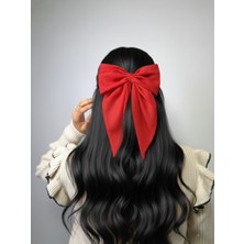 LİCSHE Licshe El Yapımı Kırmızı Tul Fiyonk Toka, Özel Kırmızı Yılbaşı Tokası, Sevgililer Günü Kadin Toka