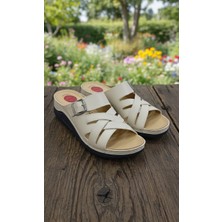 Shubuu kadın Dolgu Topuk Terlik Krem Günlük Terlik Rahat Hafif Şık Genç Anne Terlik