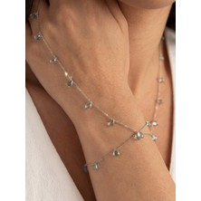 Doğan Diamond 925 Ayar Gümüş Yarı Değerli Doğal Blue Topaz Damla Taşlı Takım Bileklik- Collezione Azur