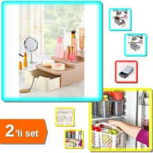 Hereveoyuncak Compact Çekmeceli ve Standlı Makyaj Organizeri + Buzdolabı Düzenleyici Sepet Gri - 2li Set K1Q8H4