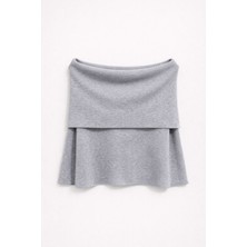 Mixray 7009 Kadın Madonna Yaka Triko Bluz Antrasit