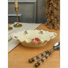 Roy King Roykıng Rose 29 cm Oval Kulplu Derin Sunum Tabağı